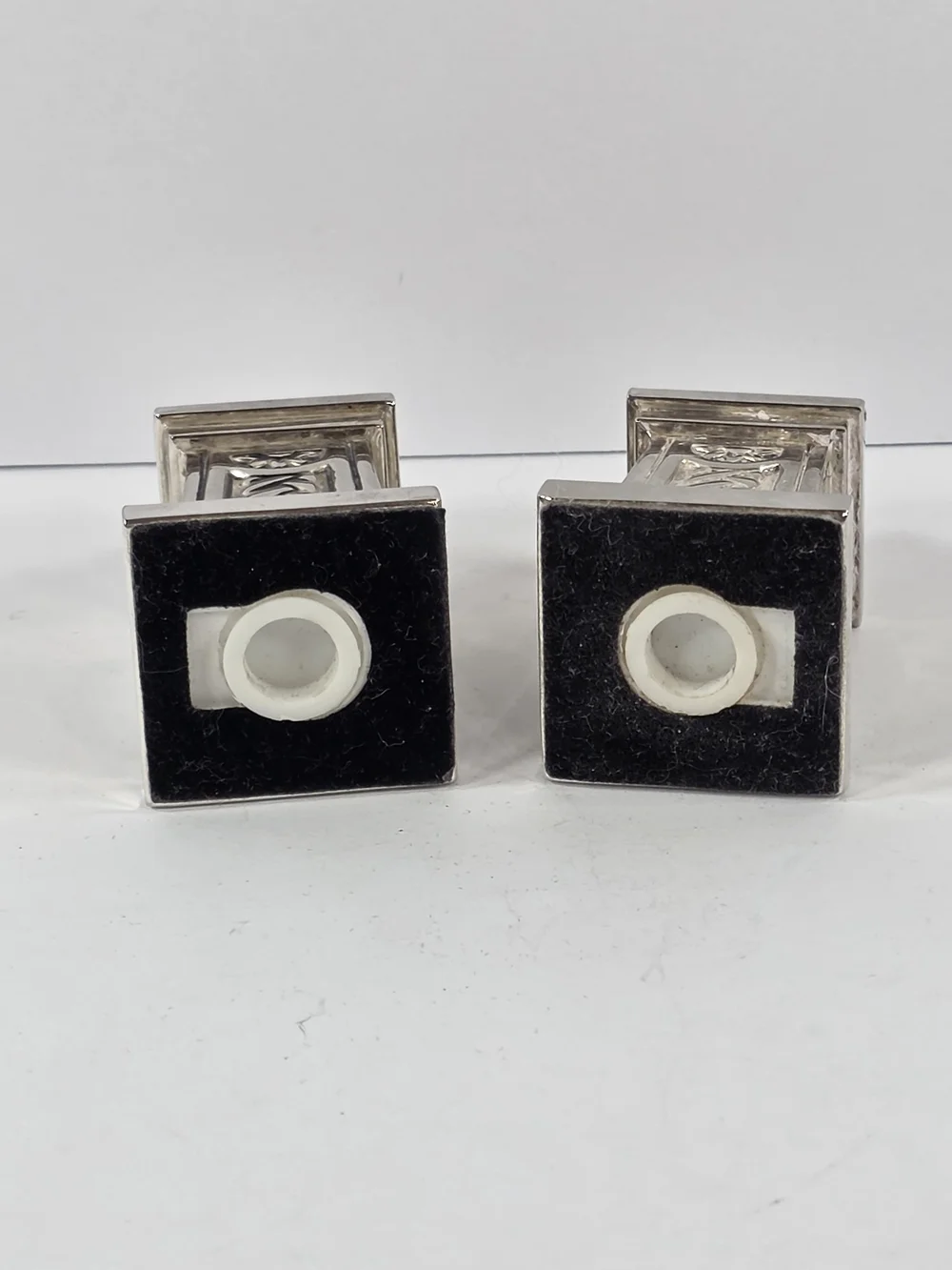 Vintage Silver Plated Art Deco Pillar Salt And Pepper Shakers Serving Set
